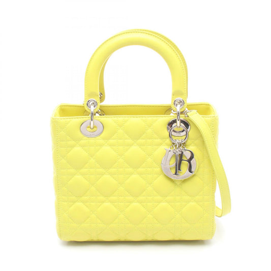 Dior Lady Dior Leather Handbag Yellow