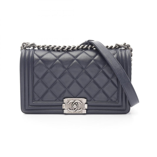 Chanel Boy Shoulder Bag Lambskin Navy A67086