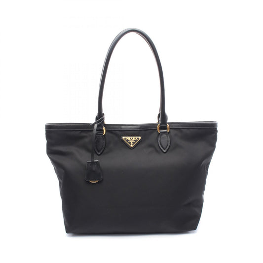 Prada Logo Jacquard Nylon Leather Tote Bag