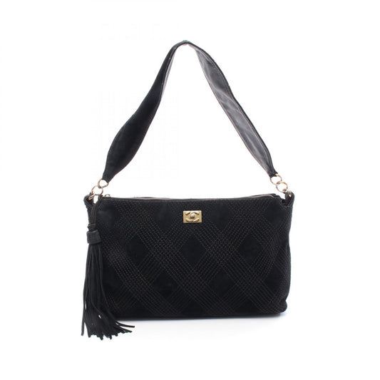 Chanel Suede Shoulder Bag Black