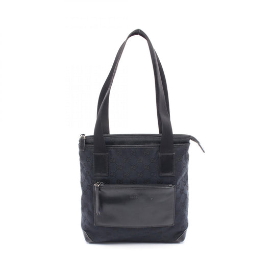Gucci GG Canvas Leather Tote Bag Black