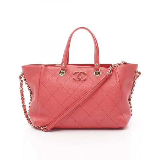 Chanel Small Shopping Shoulder Bag Pink Leather