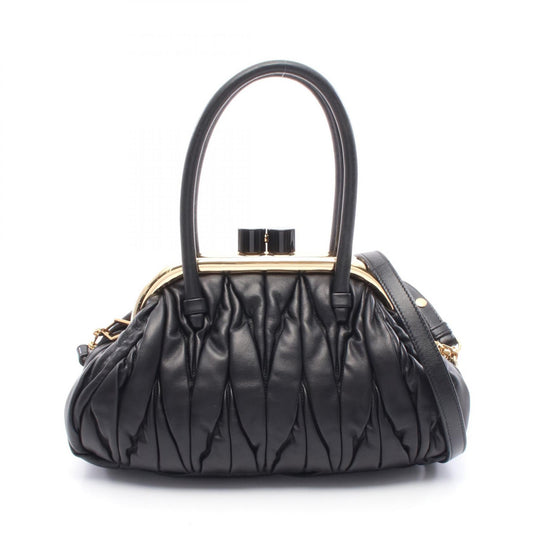 Miu Miu Matelassé Leather Handbag Black