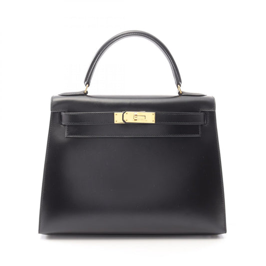 Hermes Kelly 28 Handbag Black Calf Leather