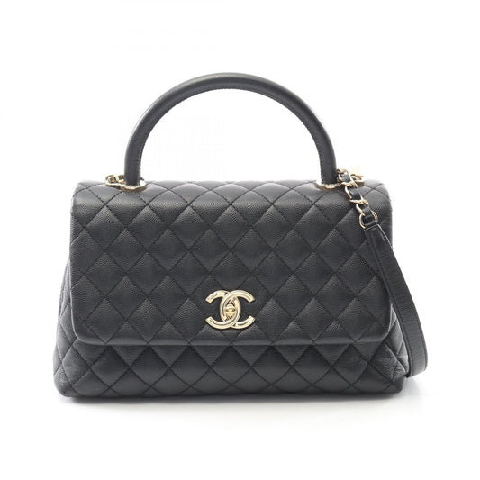 Chanel Coco Handle Flap Bag Black Leather