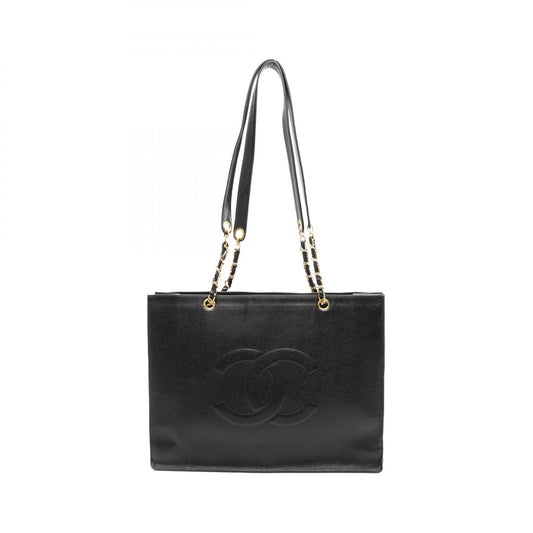 Chanel Coco Mark Tote Bag Black Leather
