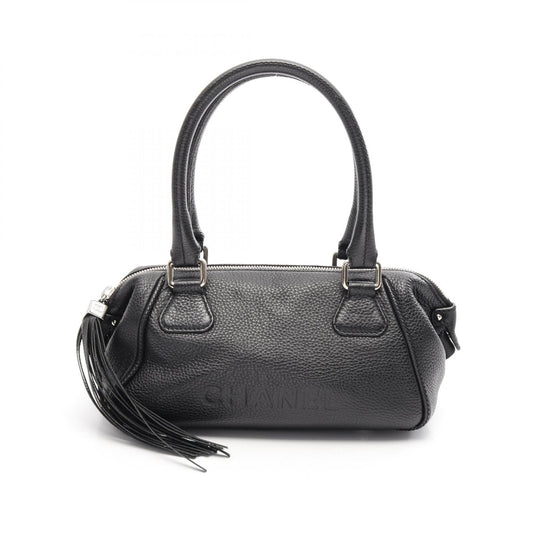 Chanel Logo Calf Leather Handbag Black