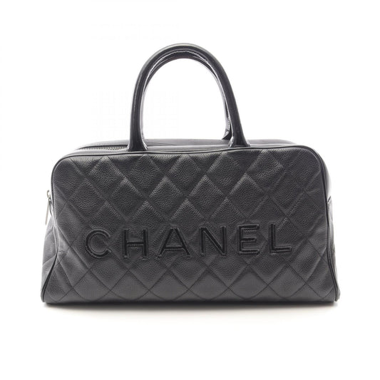 Chanel Matelasse Logo Tote Bag Black Leather