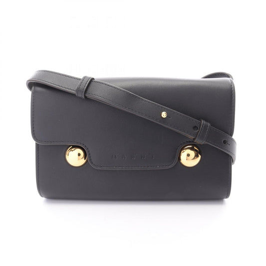 Marni Trunkaroo Leather Shoulder Bag Black