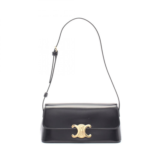 Celine Triomphe Leather Shoulder Bag Black