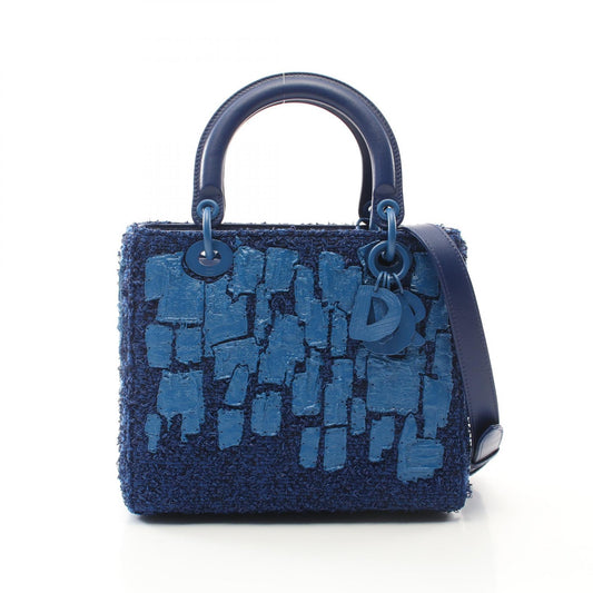Dior Lady Dior Fabric Handbag Blue