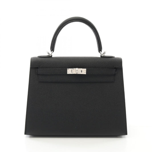 Hermes Kelly 25 Leather Handbag Black