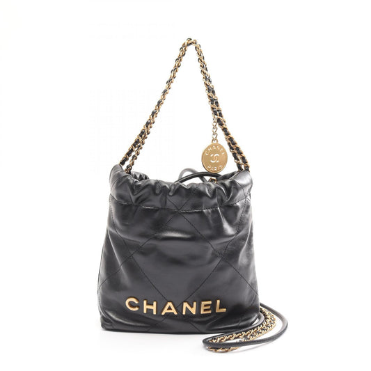 Chanel 22 Mini Leather Shoulder Bag Black
