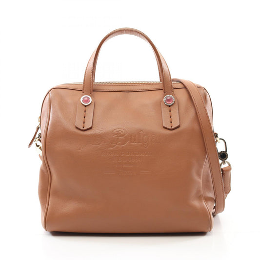 Bvlgari Leather Collezione Handbag Brown