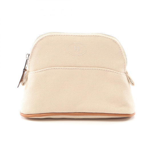 Hermes Canvas Leather Bolide Pouch 15 Mini