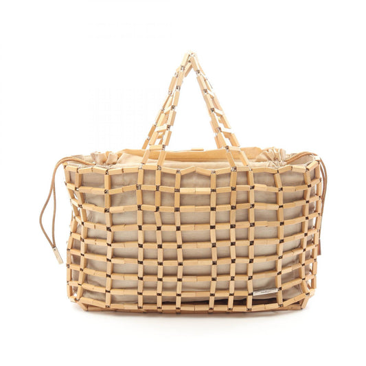 Salvatore Ferragamo Canvas Wood Mesh Handbag
