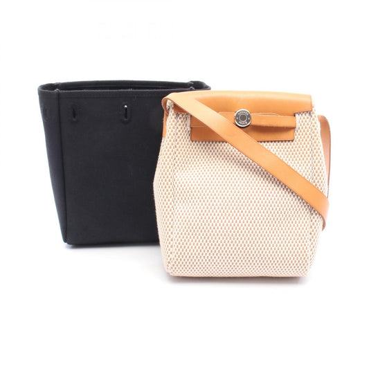 Hermes TPM Canvas Shoulder Bag Beige/Brown