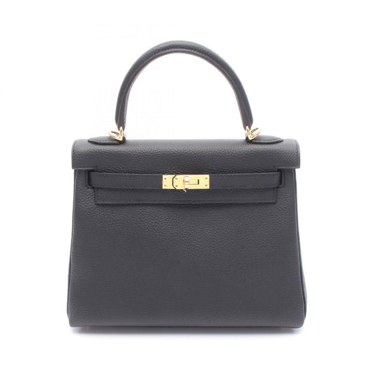 Hermes Kelly 25 Togo Leather Handbag Black