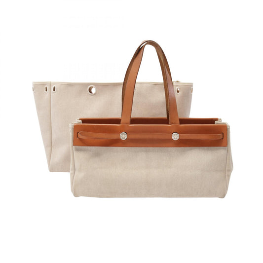 Hermes Toile Ash Leather Cabas GM Tote Bag