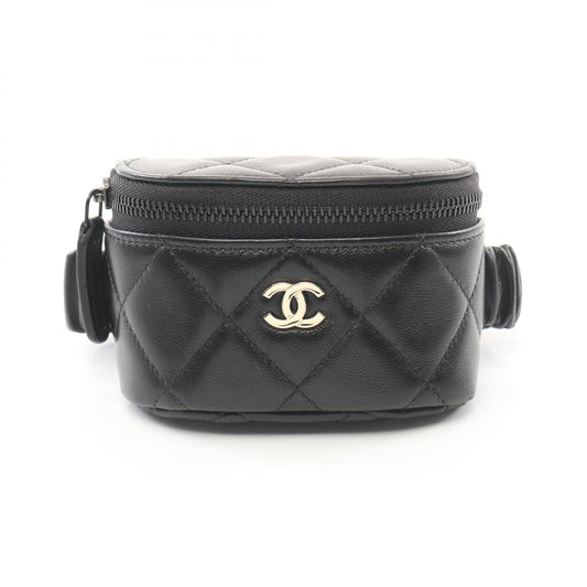 Chanel Lambskin Matelasse Mini Pouch Clutch Black