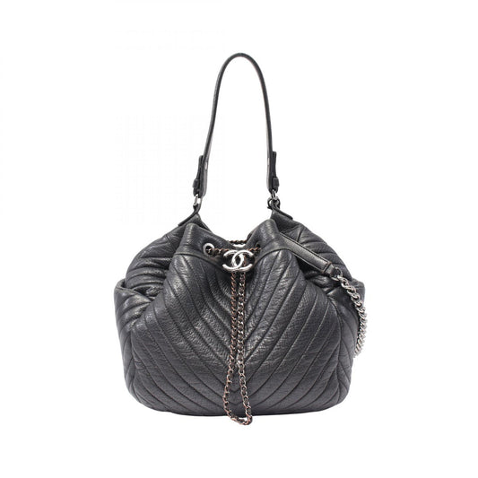 Chanel Chevron V-Stitch Leather Handbag A91273