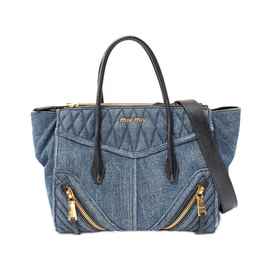 Miu Miu Denim Leather Biker Handbag RN1031