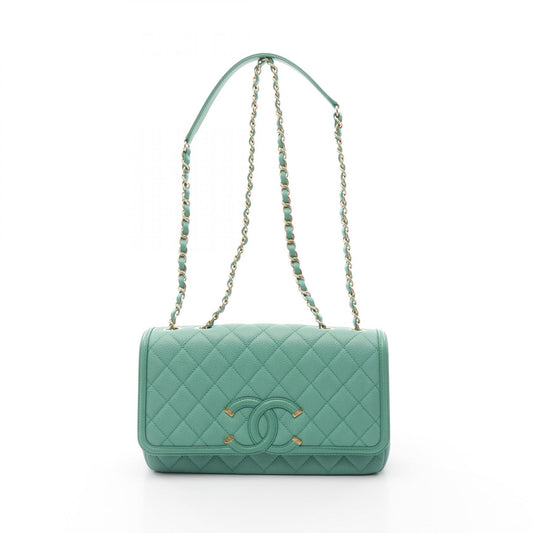 Chanel CC Filigree Shoulder Bag Green