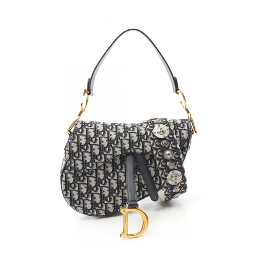 Dior Saddle Bag Oblique Jacquard Canvas Leather Handbag