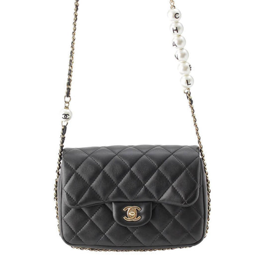 Chanel Lambskin Matelasse Pearl Chain Shoulder Bag AS1533
