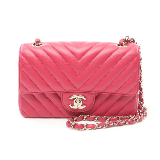Chanel V-Stitch Lambskin Shoulder Bag Pink