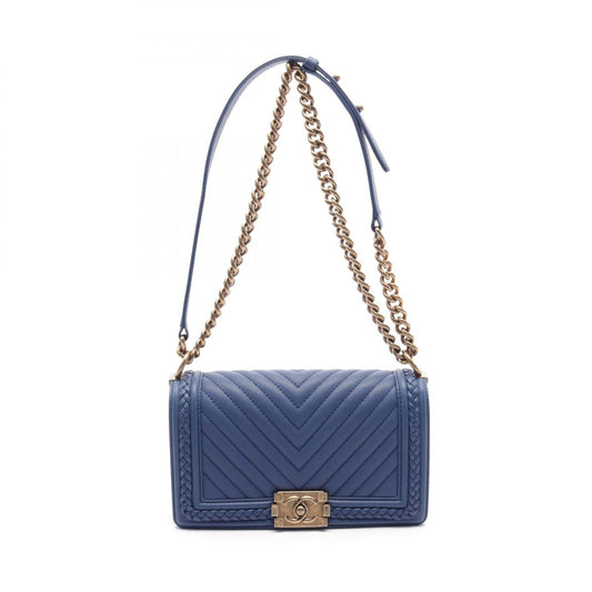 Chanel Boy Matelasse Shoulder Bag Blue