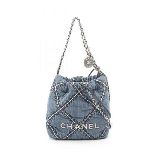 Chanel 22 Mini Denim Shoulder Bag Navy