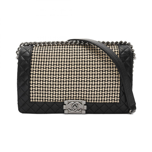 Chanel Boy Lambskin Shoulder Bag Black/Beige