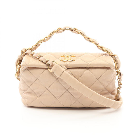 Chanel Lambskin Matelasse Shoulder Bag Beige