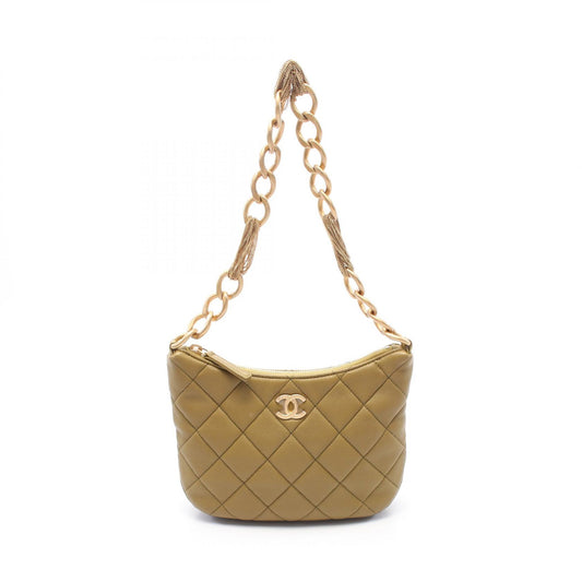 Chanel Small Hobo Leather Shoulder Bag Khaki