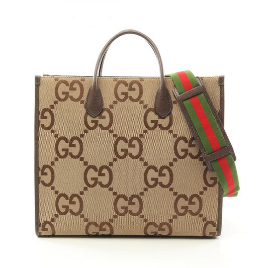 Gucci Jumbo GG Canvas Leather Tote Bag