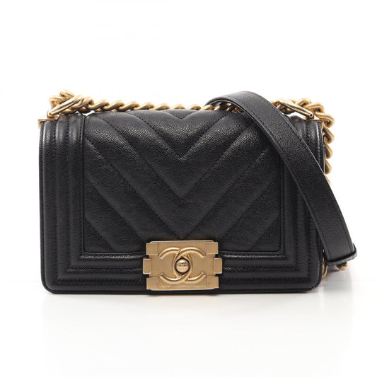 Chanel Boy Small Chevron Shoulder Bag Black