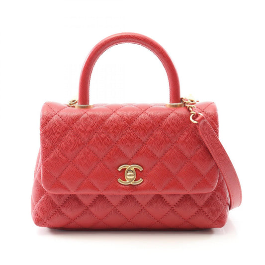 Chanel Coco Handle Flap Handbag Red