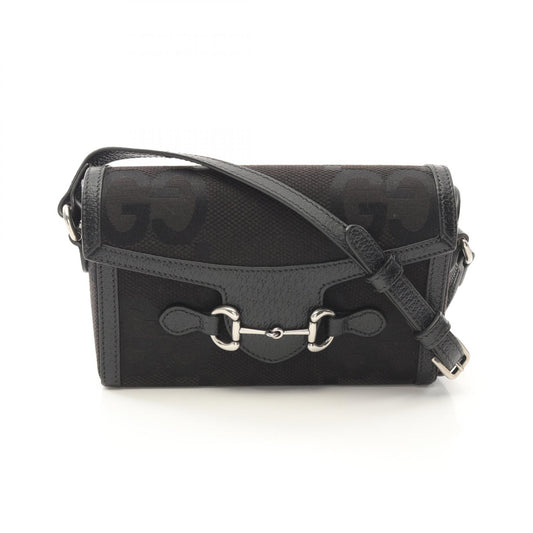 Gucci Horsebit 1955 Jumbo GG Canvas Leather Shoulder Bag