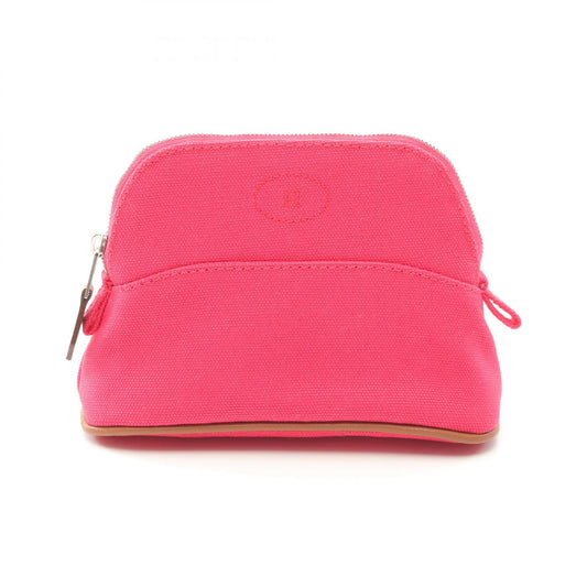 Hermes Bolide Pouch Canvas Leather Pink