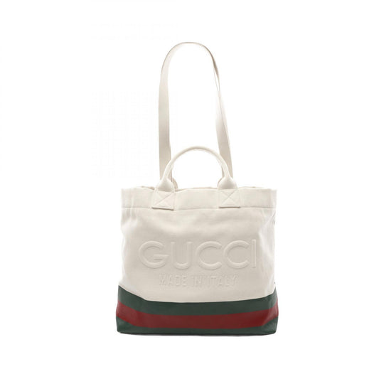 Gucci Embossed Logo Canvas Tote Bag