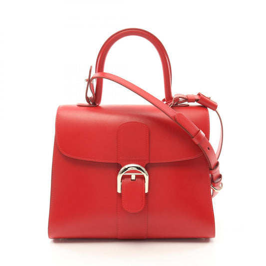 Delvaux Brillant MM Leather Handbag Red