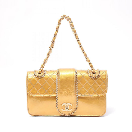 Chanel Patent Leather Shoulder Bag Gold