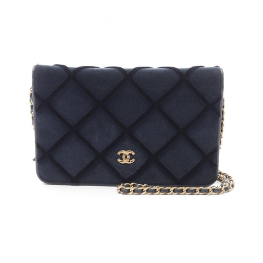 Chanel Coco Mark Matelasse Shoulder Bag Fabric Leather