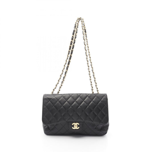 Chanel Caviar Skin Single Flap Shoulder Bag Black