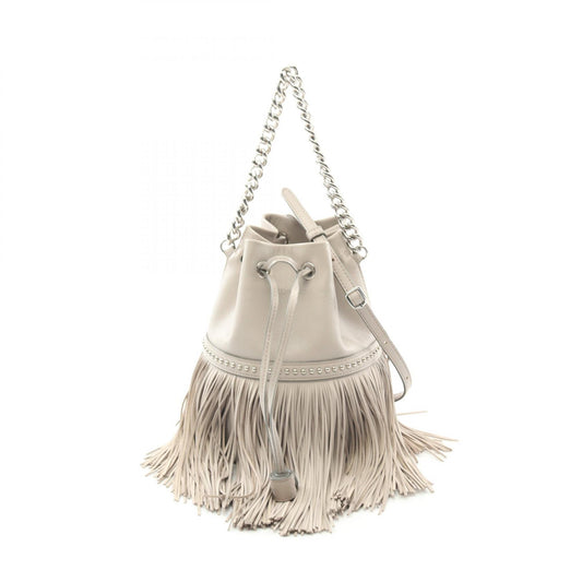 J&M Davidson Fringe Carnival Leather Handbag Beige