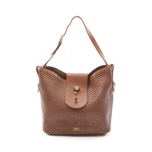 Furla Leather Hobo Shoulder Bag Brown