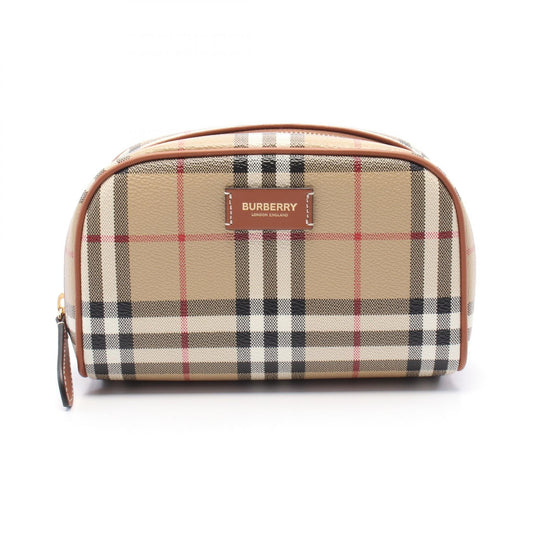 Burberry Check Travel Pouch PVC Canvas Leather