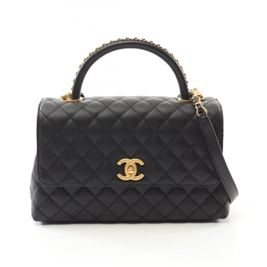 Chanel Coco Handle Flap Bag Leather Black