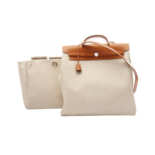 Hermes Toile Ash Leather Handbag